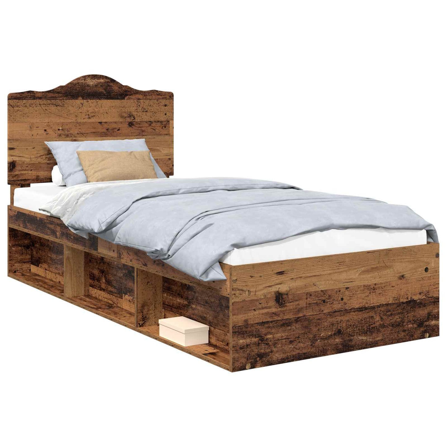 vidaXL Σκελετός Κρεβατιού Παλιό ξύλο 90 x 190 cm Στερεά ξυλεία πεύκου