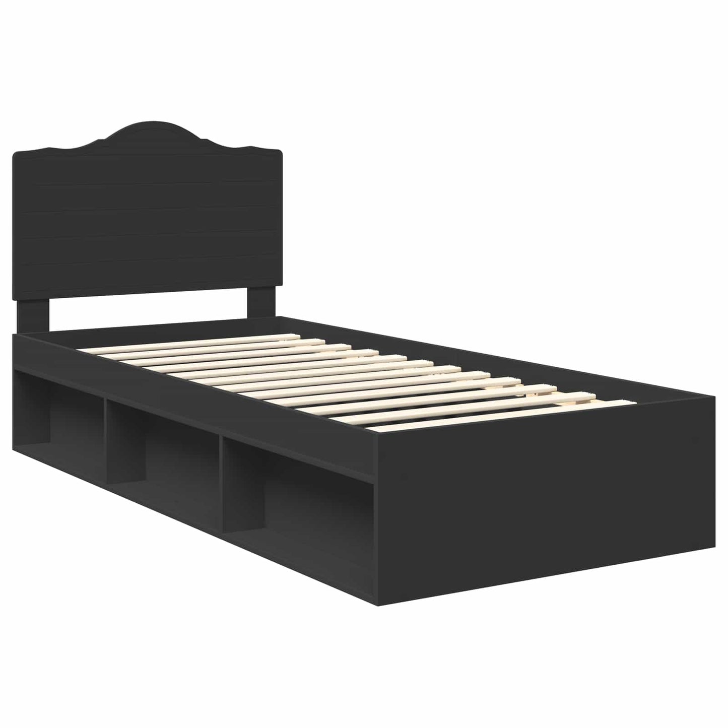 vidaXL Σκελετός Κρεβατιού Μαύρο 75 x 190 cm Στερεά ξυλεία πεύκου