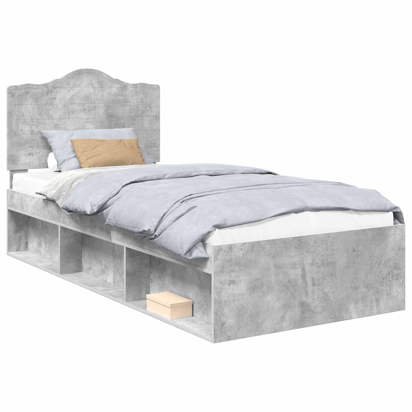 vidaXL Σκελετός Κρεβατιού Γκρι Μπετόν 75 x 190 cm Στερεά ξυλεία πεύκου