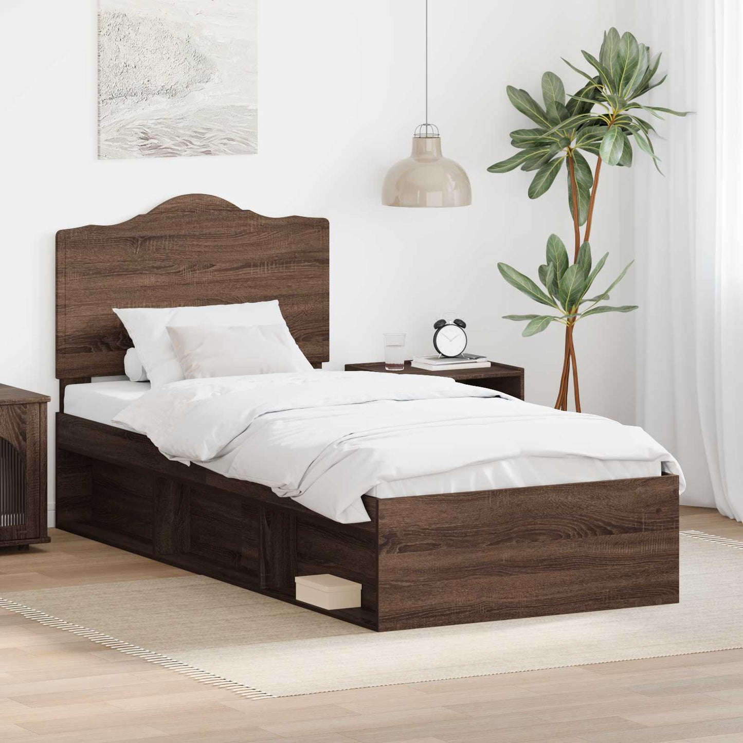 vidaXL Σκελετός Κρεβατιού Καφέ δρυς 75 x 190 cm Στερεά ξυλεία πεύκου