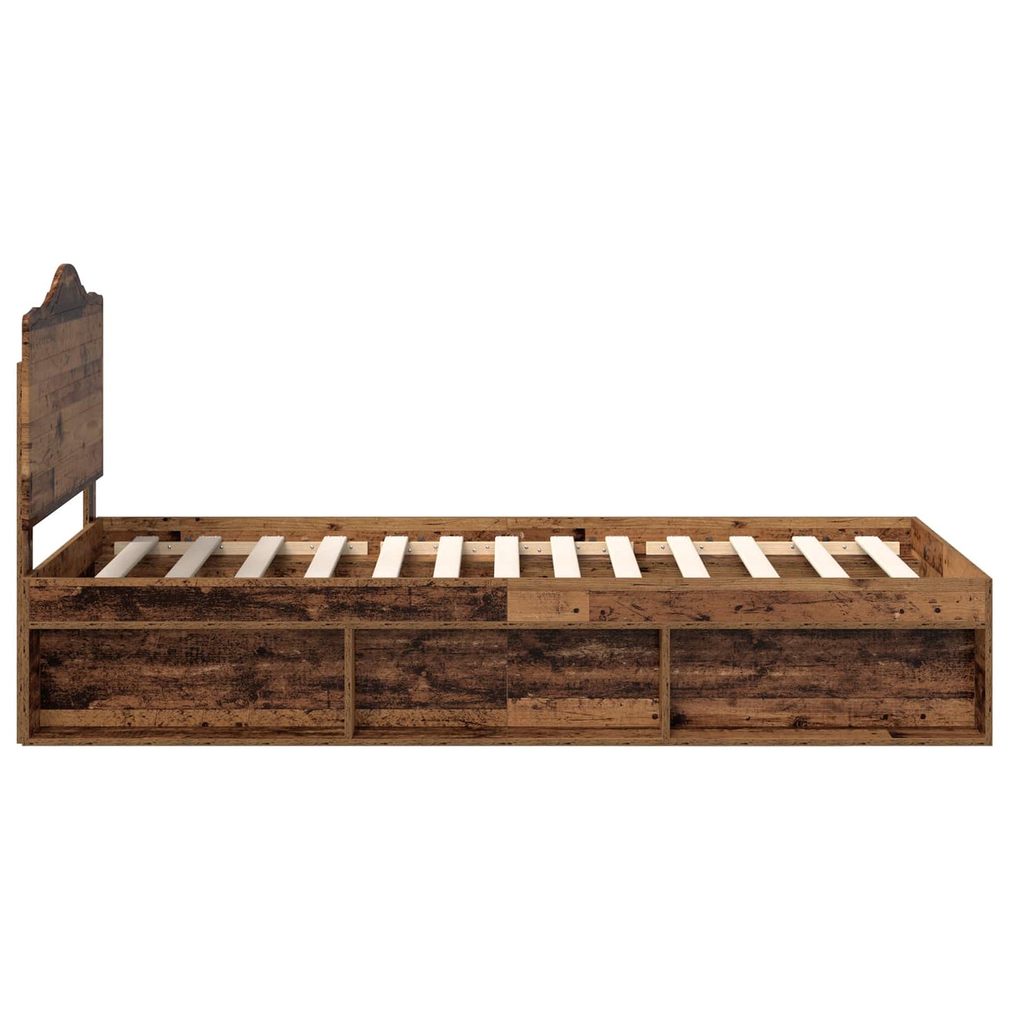 vidaXL Σκελετός Κρεβατιού Παλιό ξύλο 75 x 190 cm Στερεά ξυλεία πεύκου