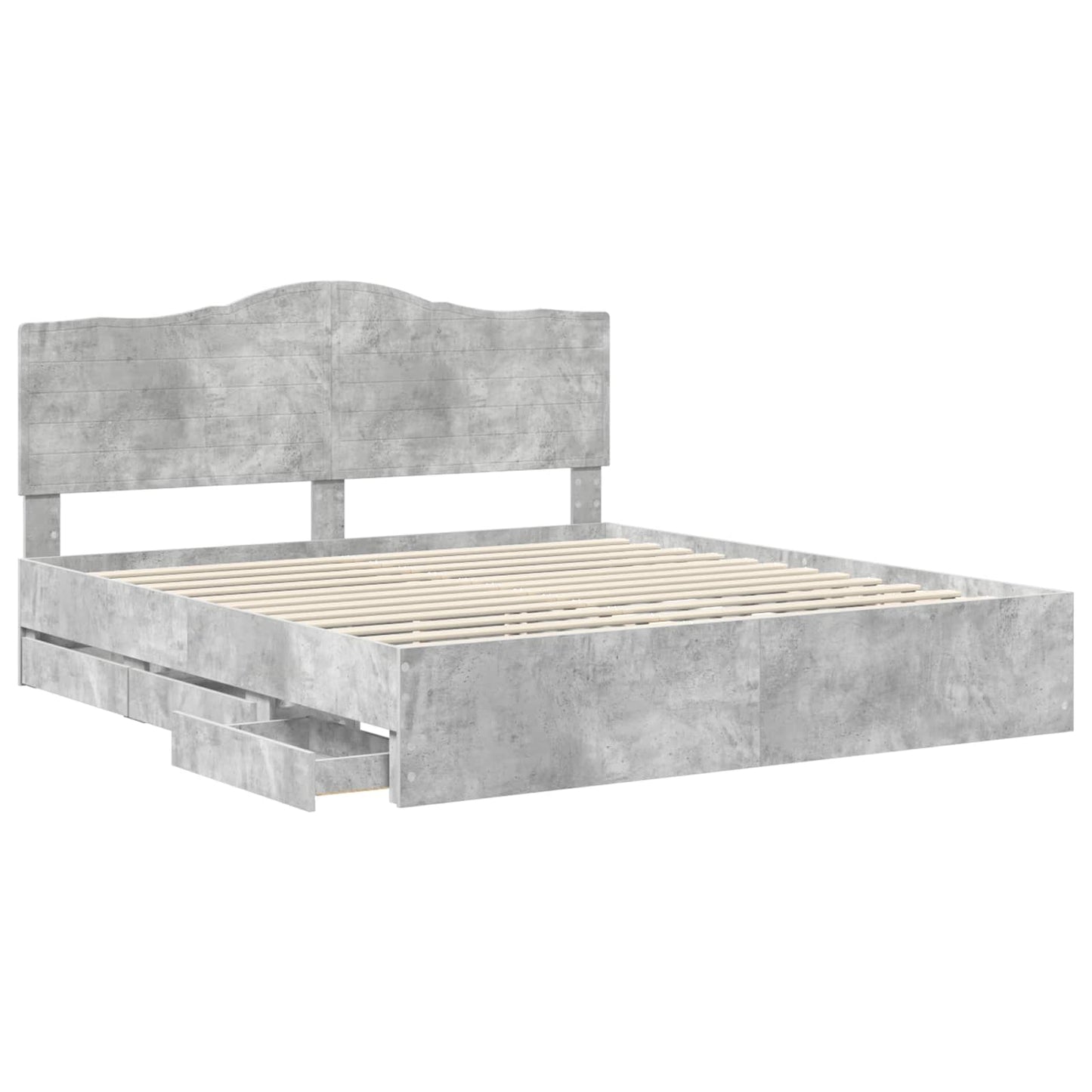 vidaXL Σκελετός Κρεβατιού Σκυρόδεμα Γκρι 180 x 200 cm Μηχανήματος Ξύλο