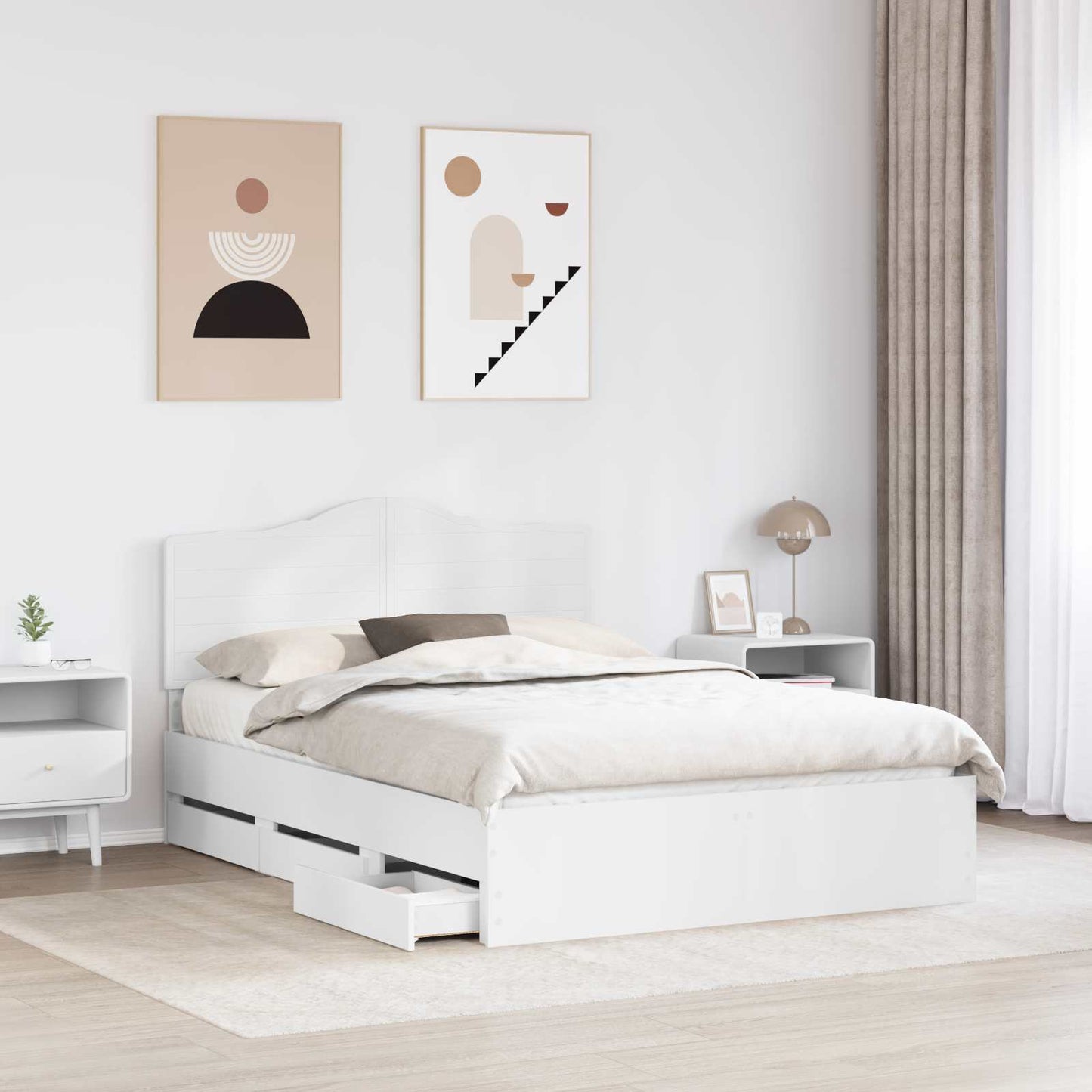 vidaXL Σκελετός Κρεβατιού Λευκό 160 x 200 cm Μηχανήματος Ξύλο
