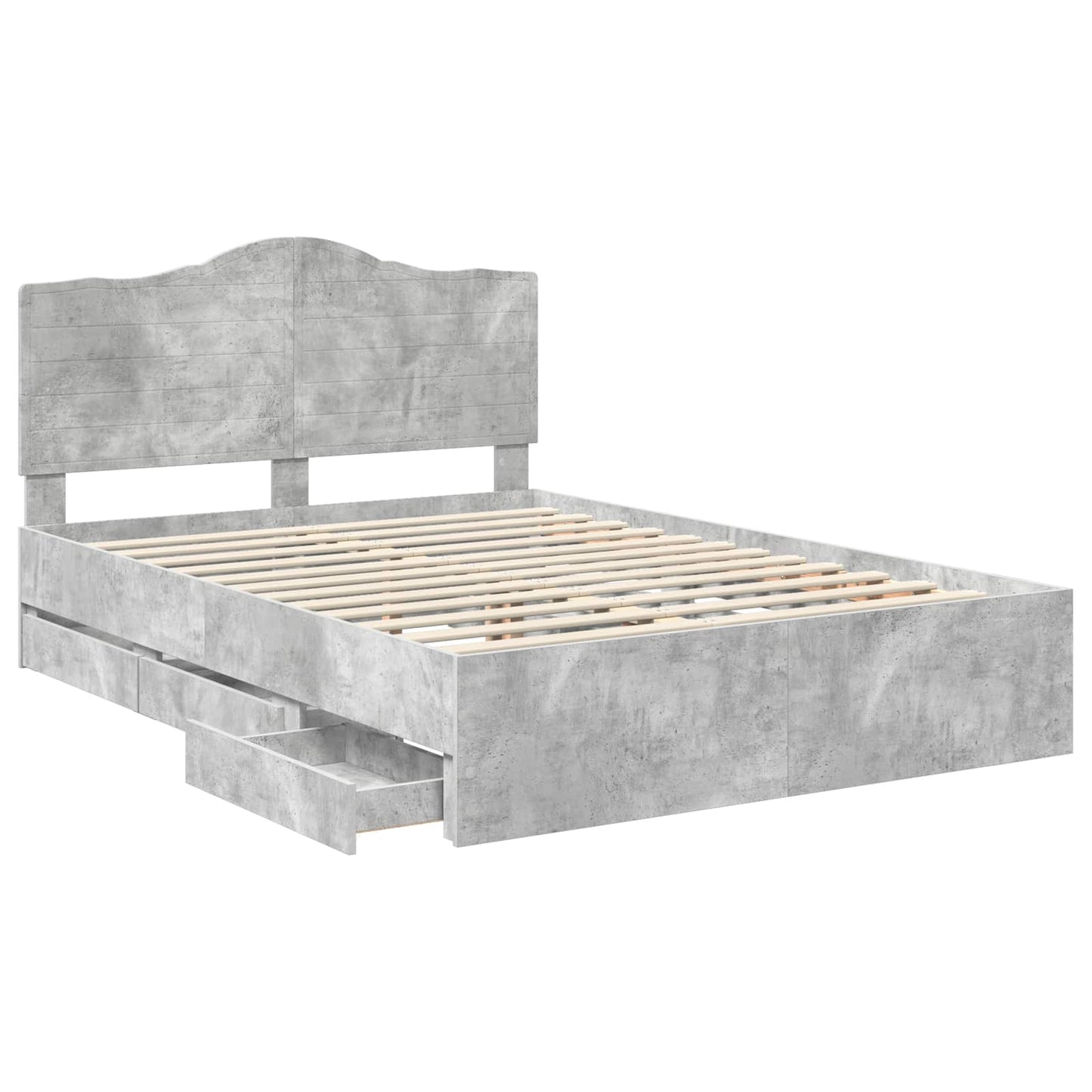 vidaXL Σκελετός Κρεβατιού Σκυρόδεμα Γκρι 160 x 200 cm Μηχανήματος Ξύλο