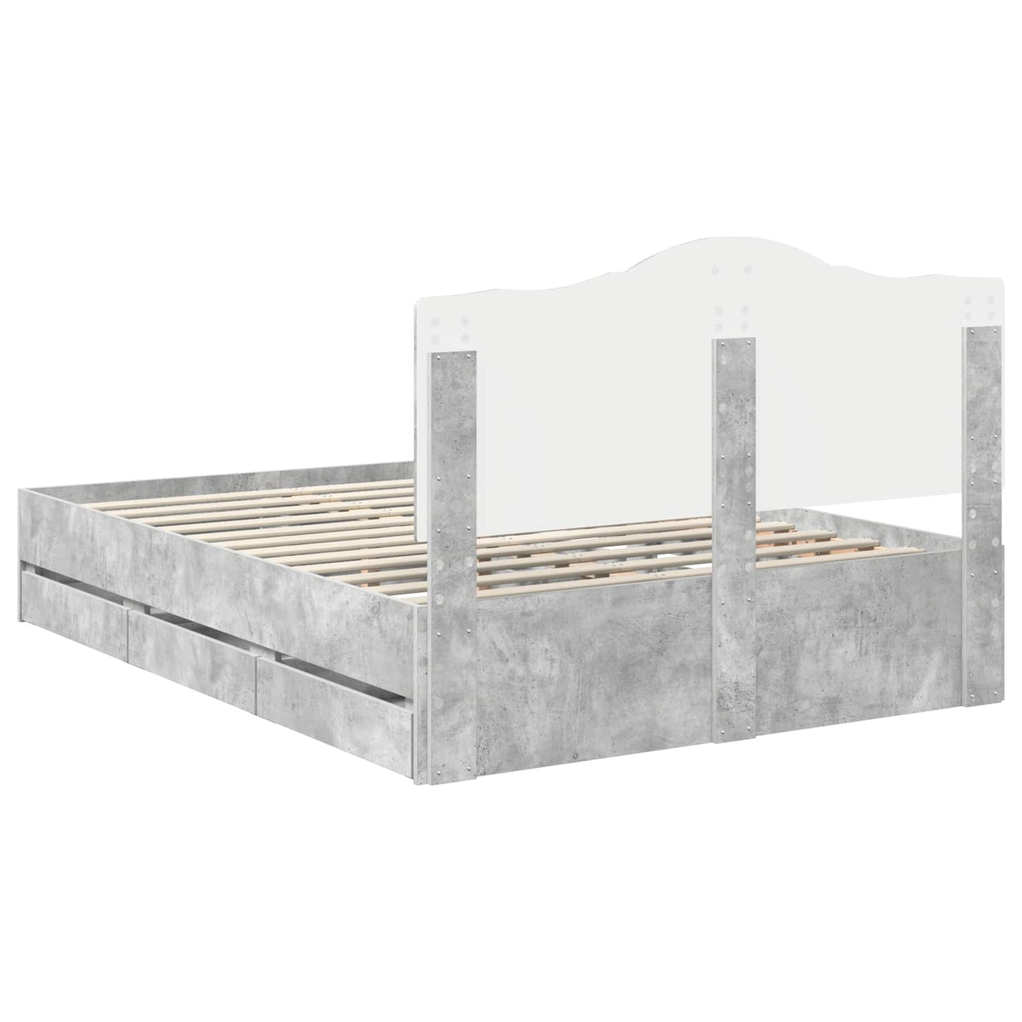 vidaXL Σκελετός Κρεβατιού Σκυρόδεμα Γκρι 160 x 200 cm Μηχανήματος Ξύλο