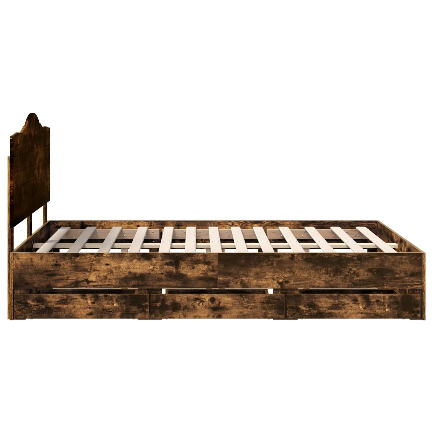 vidaXL Σκελετός Κρεβατιού Καπνιστή Δρυς 150 x 200 cm Μηχανήματος Ξύλο