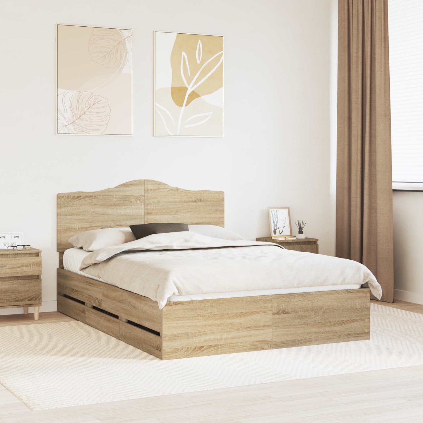 vidaXL Σκελετός Κρεβατιού Sonoma Δρυς 140 x 200 cm Μηχανήματος Ξύλο