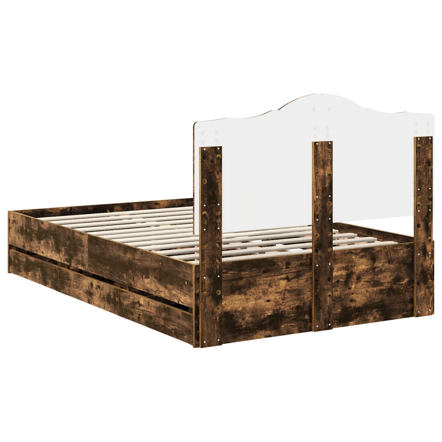 vidaXL Σκελετός Κρεβατιού Καπνιστή Δρυς 135 x 190 cm Μηχανήματος Ξύλο