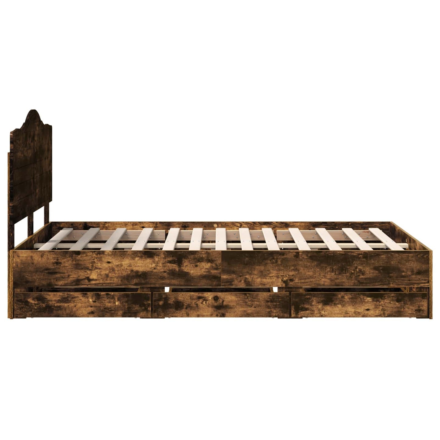 vidaXL Σκελετός Κρεβατιού Καπνιστή Δρυς 135 x 190 cm Μηχανήματος Ξύλο