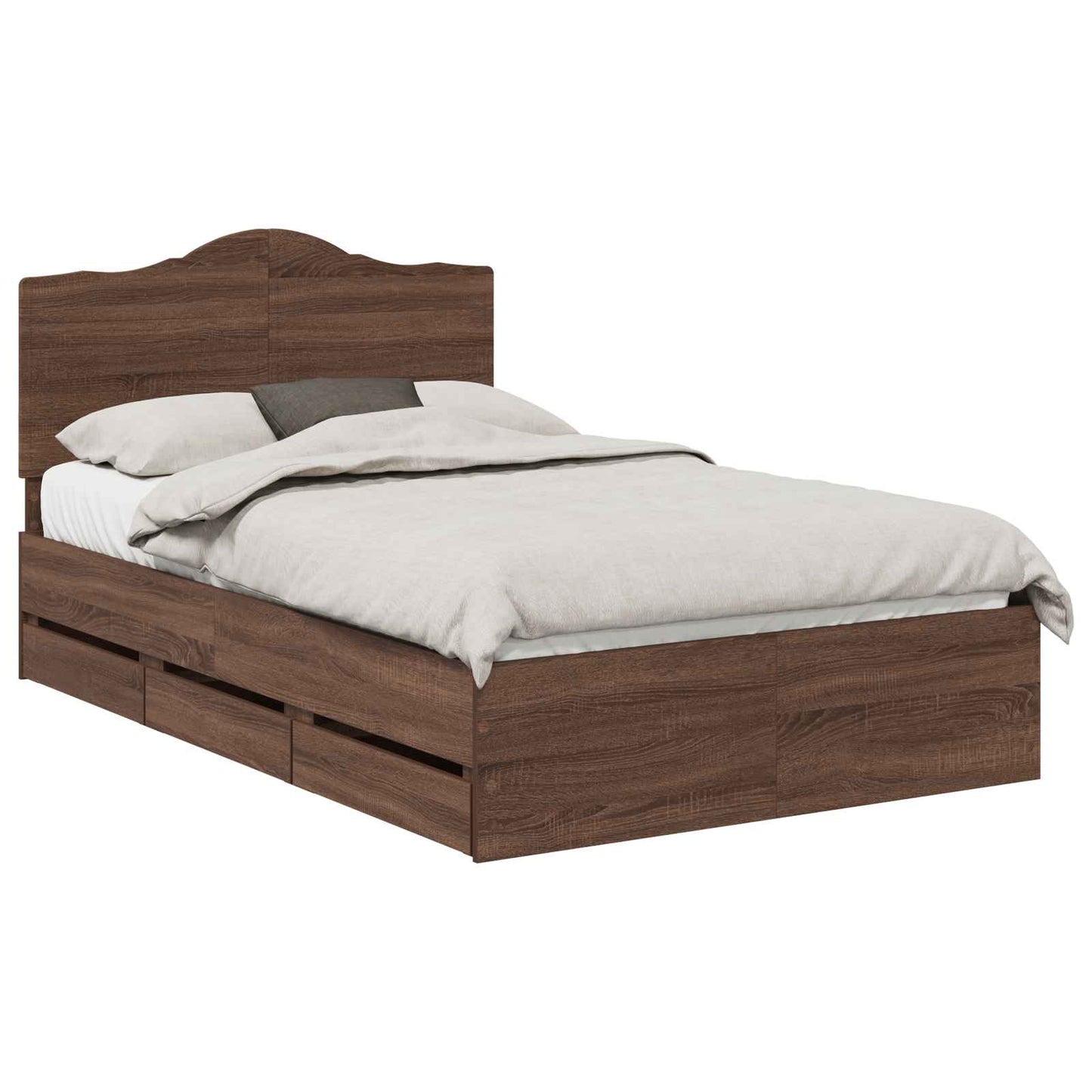 vidaXL Σκελετός Κρεβατιού με συρτάρι Καφέ Ξύλο Δρυός 135 x 190 cm