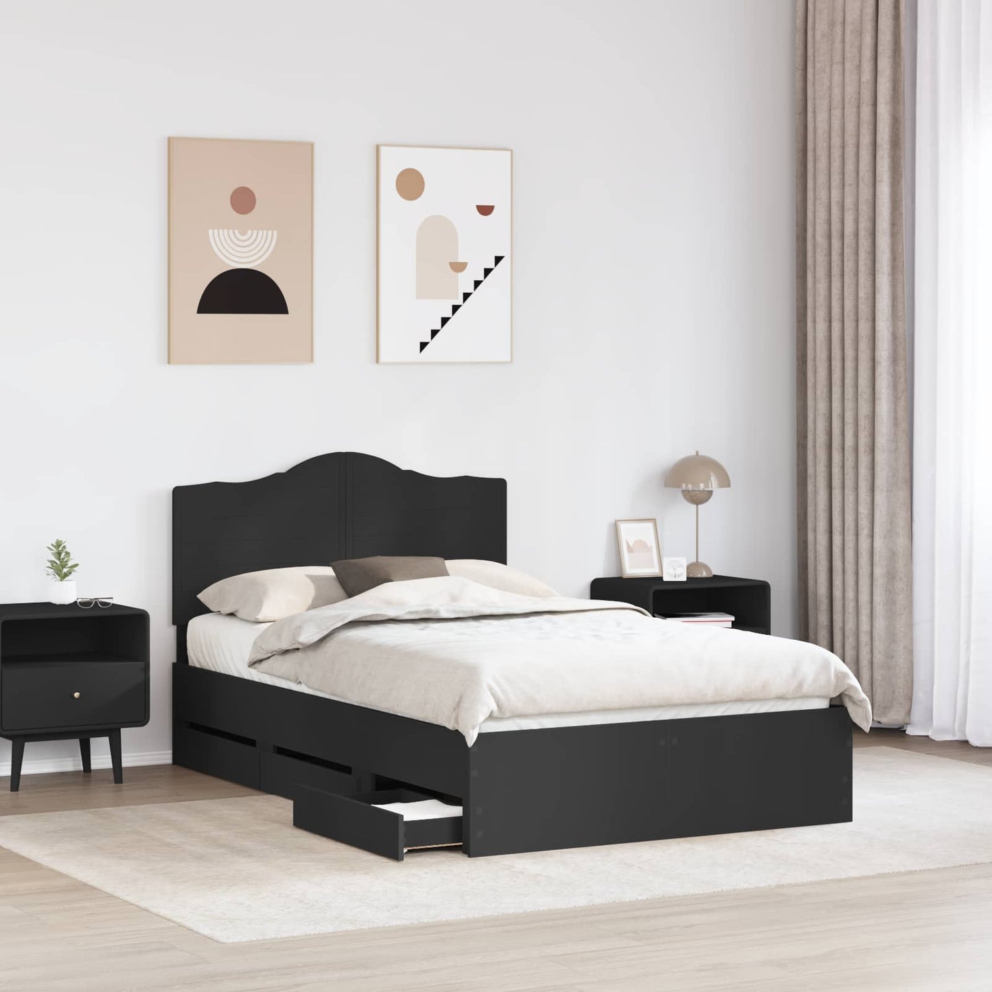 vidaXL Σκελετός Κρεβατιού Μαύρο 120 x 200 cm Μηχανήματος Ξύλο