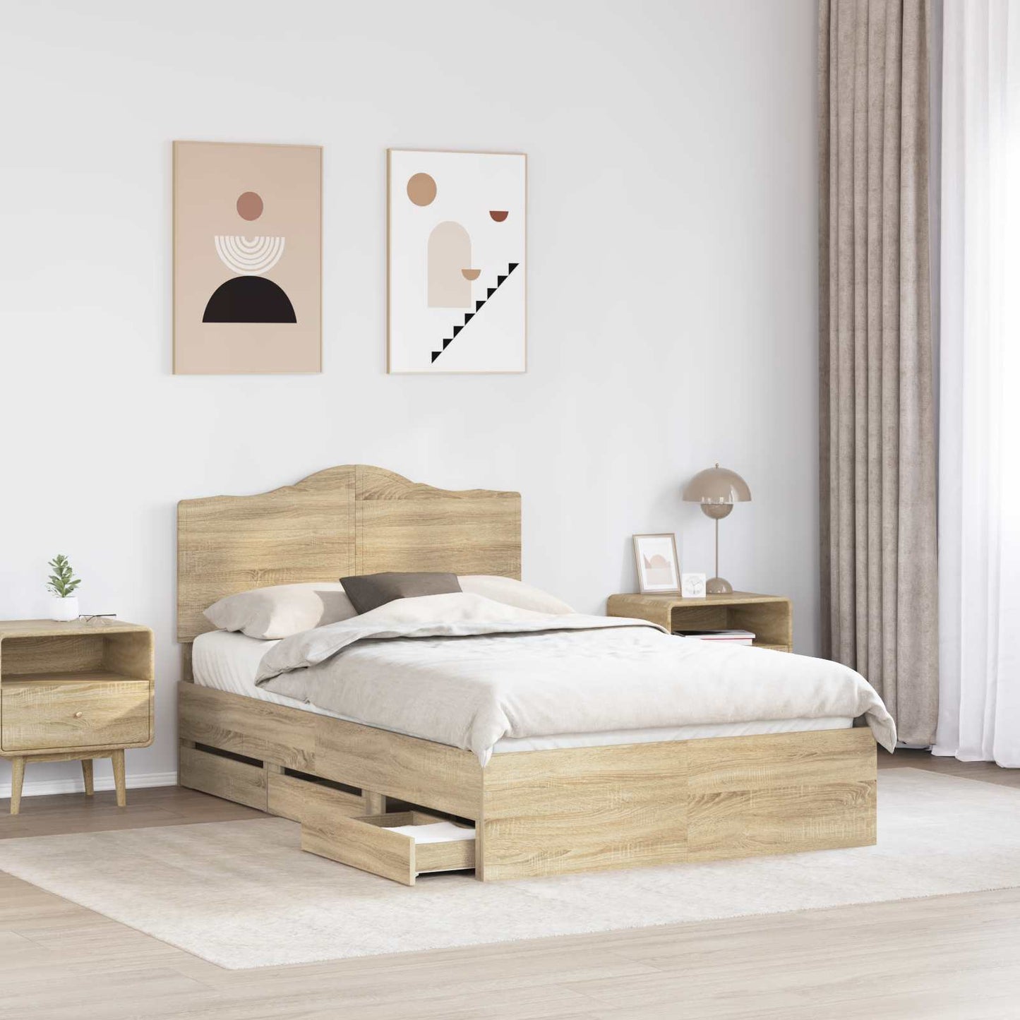 vidaXL Σκελετός Κρεβατιού Δρύς Sonoma 120 x 200 cm Μηχανήματος Ξύλο