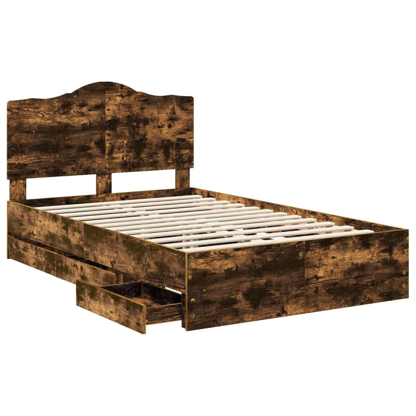 vidaXL Σκελετός Κρεβατιού Καπνιστό Δρύς 120 x 200 cm Μηχανήματος Ξύλο