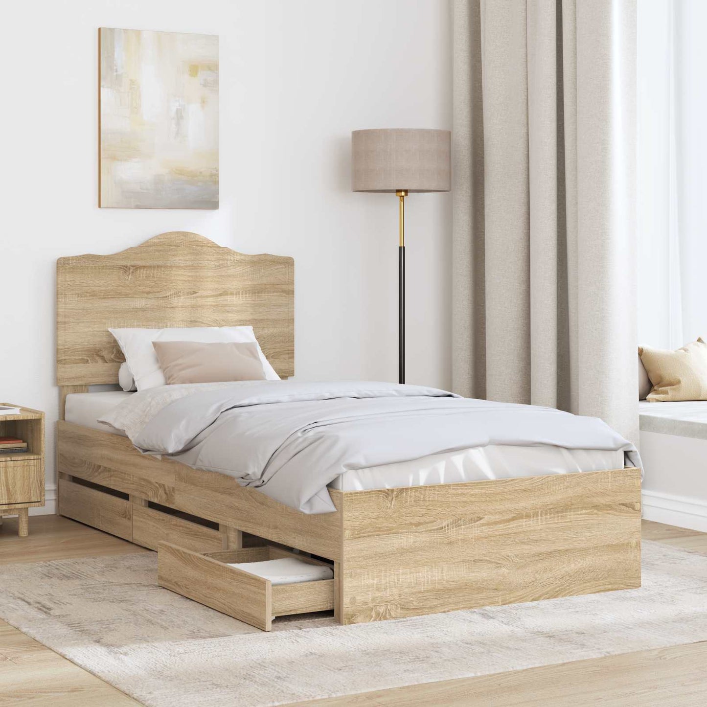 vidaXL Σκελετός Κρεβατιού Δρύς Sonoma 100 x 200 cm Μηχανήματος Ξύλο