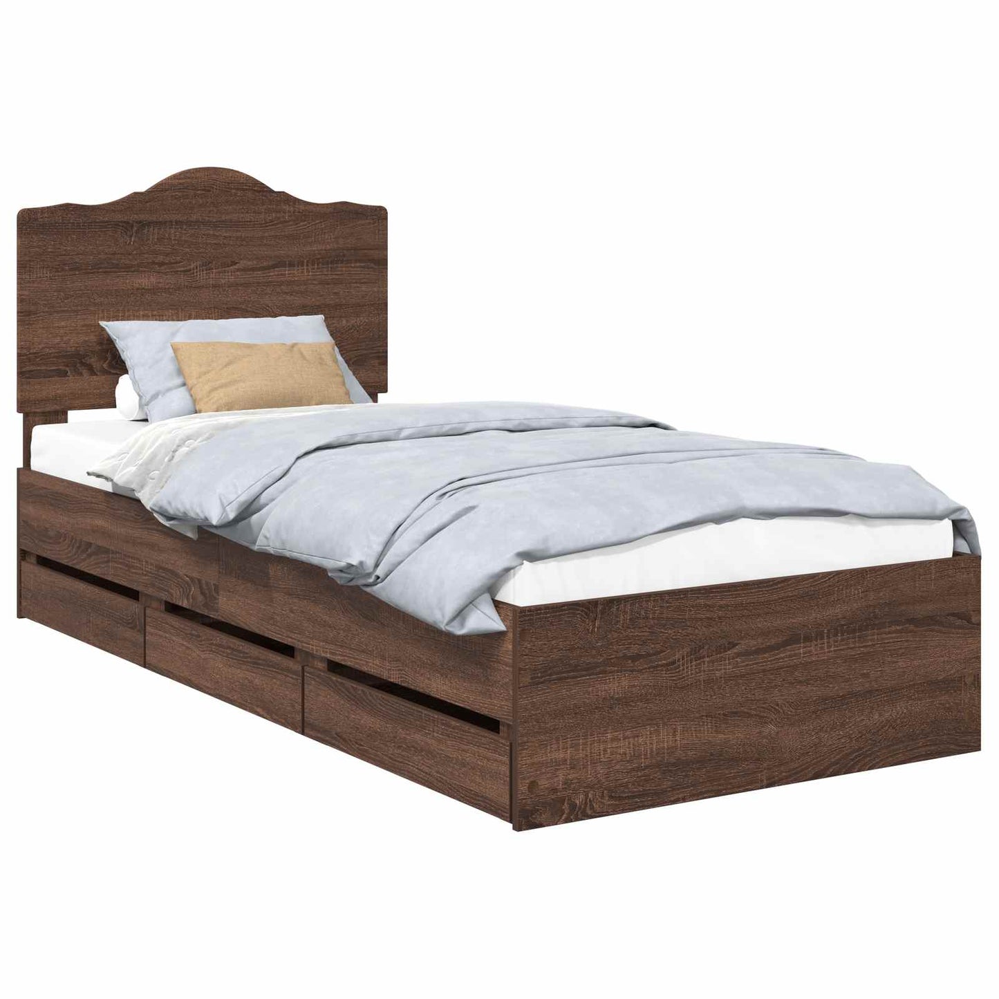 vidaXL Σκελετός Κρεβατιού Καφέ δρυς 98.5 x 200 εκ Μηχανήματος Ξύλο