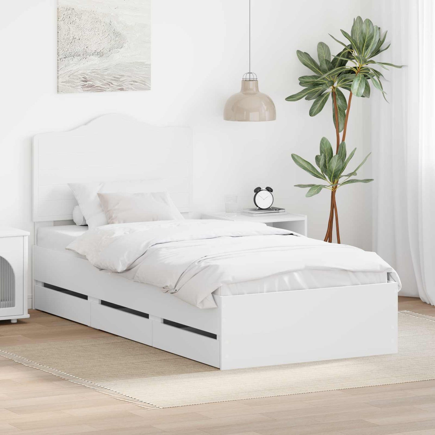 vidaXL Σκελετός Κρεβατιού Λευκό 90 x 190 cm Μηχανήματος Ξύλο