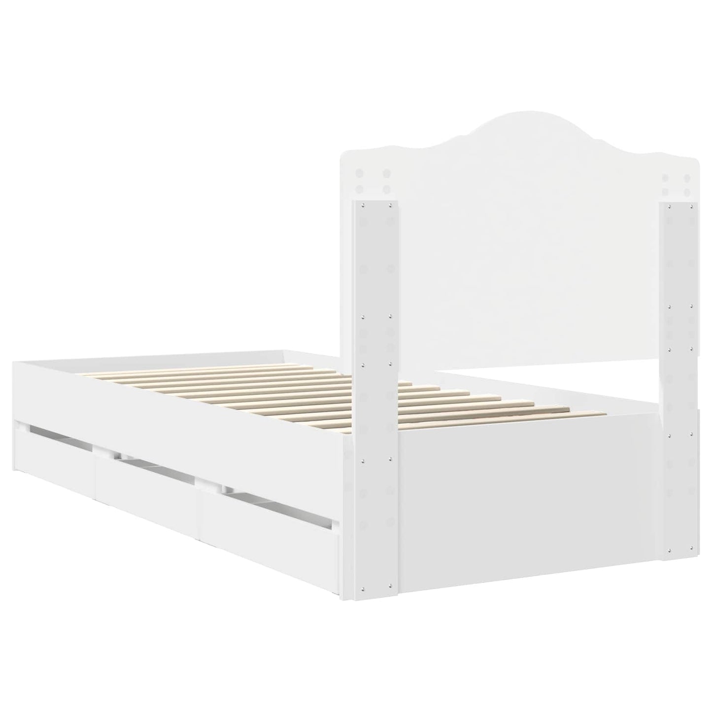 vidaXL Σκελετός Κρεβατιού Λευκό 90 x 190 cm Μηχανήματος Ξύλο