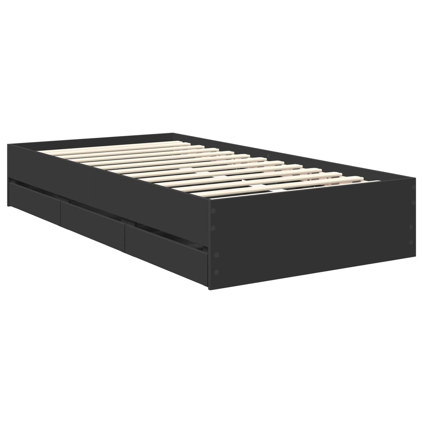 vidaXL Σκελετός Κρεβατιού Μαύρο 90 x 190 cm Μηχανήματος Ξύλο