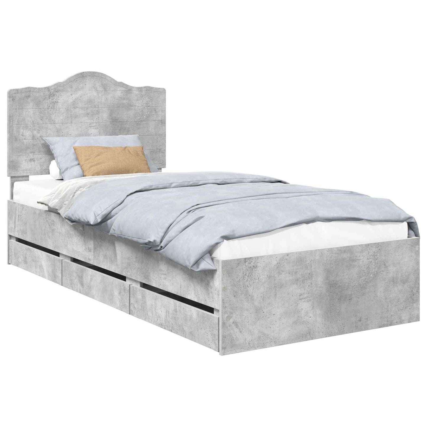 vidaXL Σκελετός Κρεβατιού Σκυρόδεμα Γκρι 90 x 190 cm Μηχανήματος Ξύλο