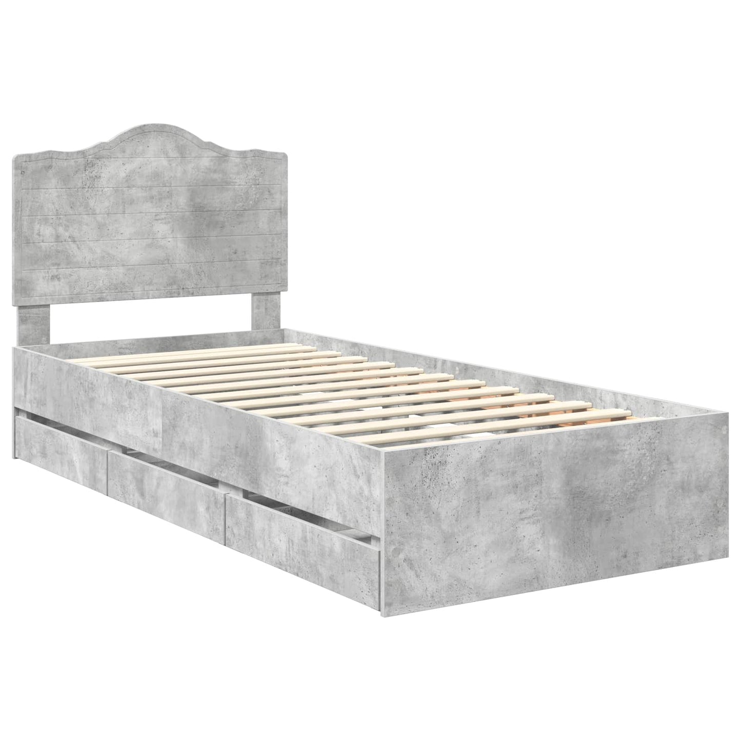 vidaXL Σκελετός Κρεβατιού Σκυρόδεμα Γκρι 90 x 190 cm Μηχανήματος Ξύλο