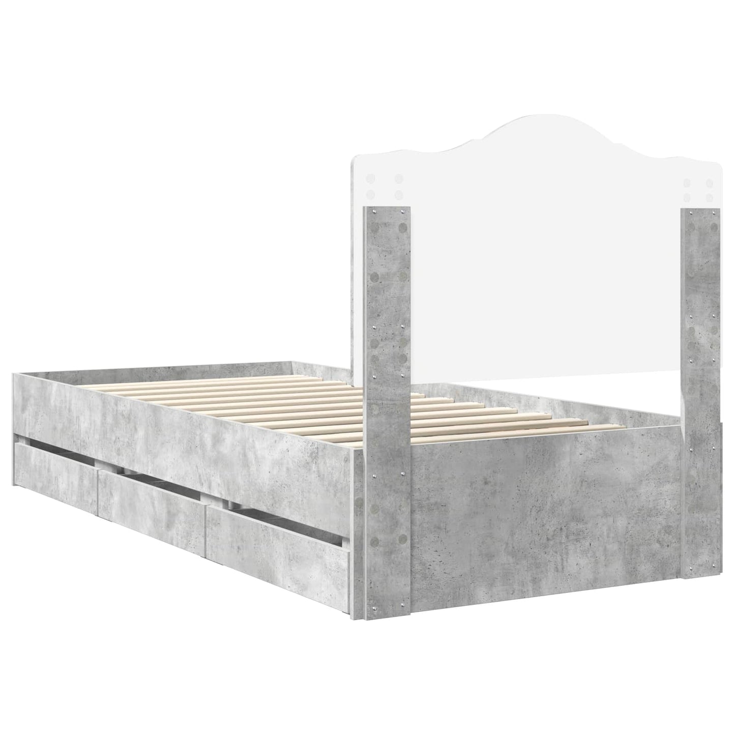 vidaXL Σκελετός Κρεβατιού Σκυρόδεμα Γκρι 90 x 190 cm Μηχανήματος Ξύλο