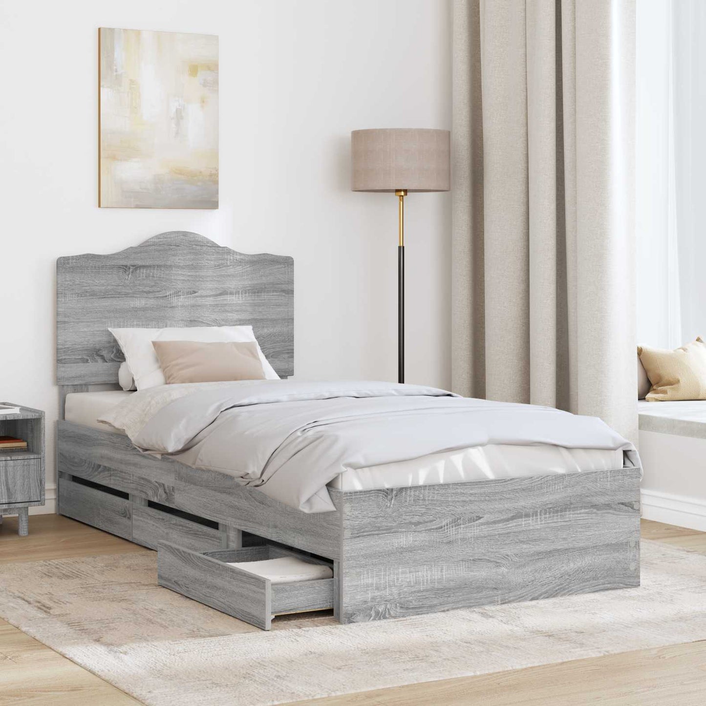 vidaXL Σκελετός Κρεβατιού Γκρι Σονομά 90 x 200 cm Μηχανήματος Ξύλο
