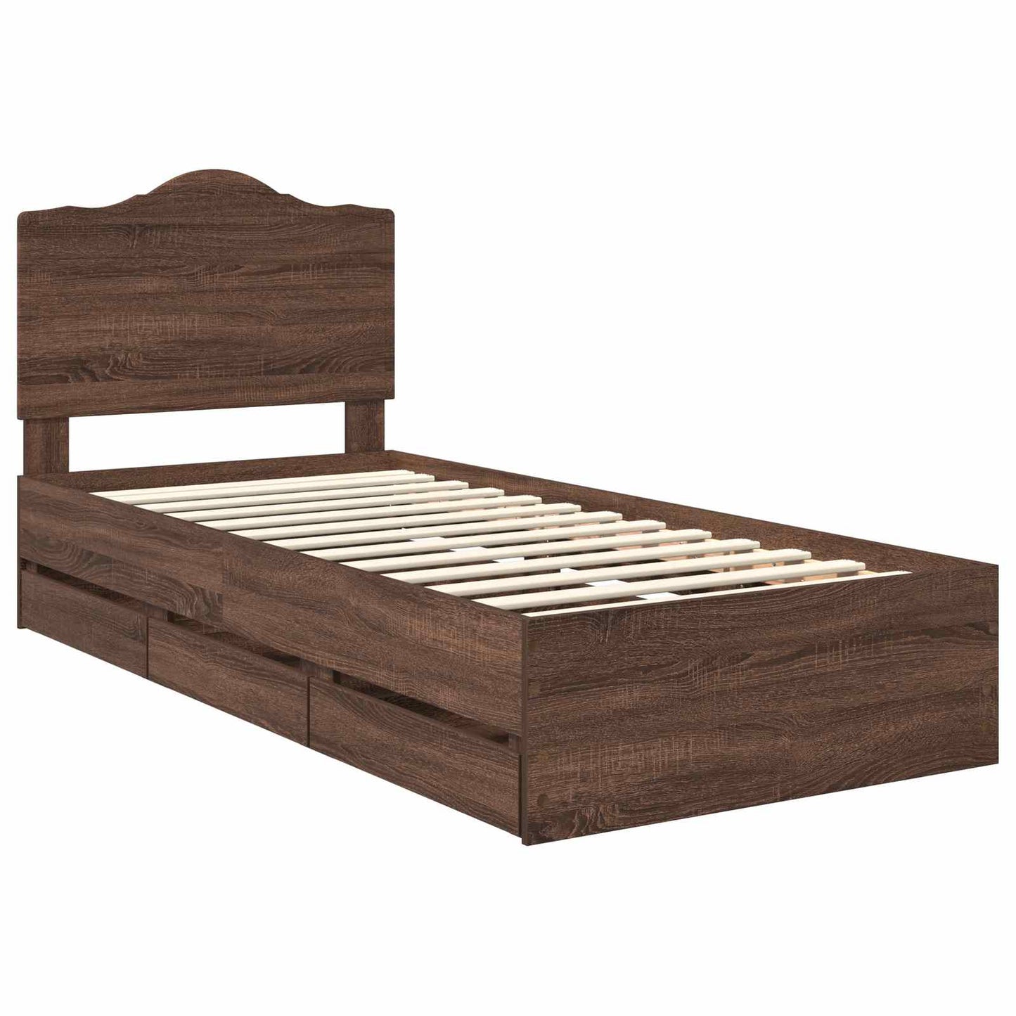 vidaXL Σκελετός Κρεβατιού Καφέ δρυς 90 x 190 cm Μηχανήματος Ξύλο