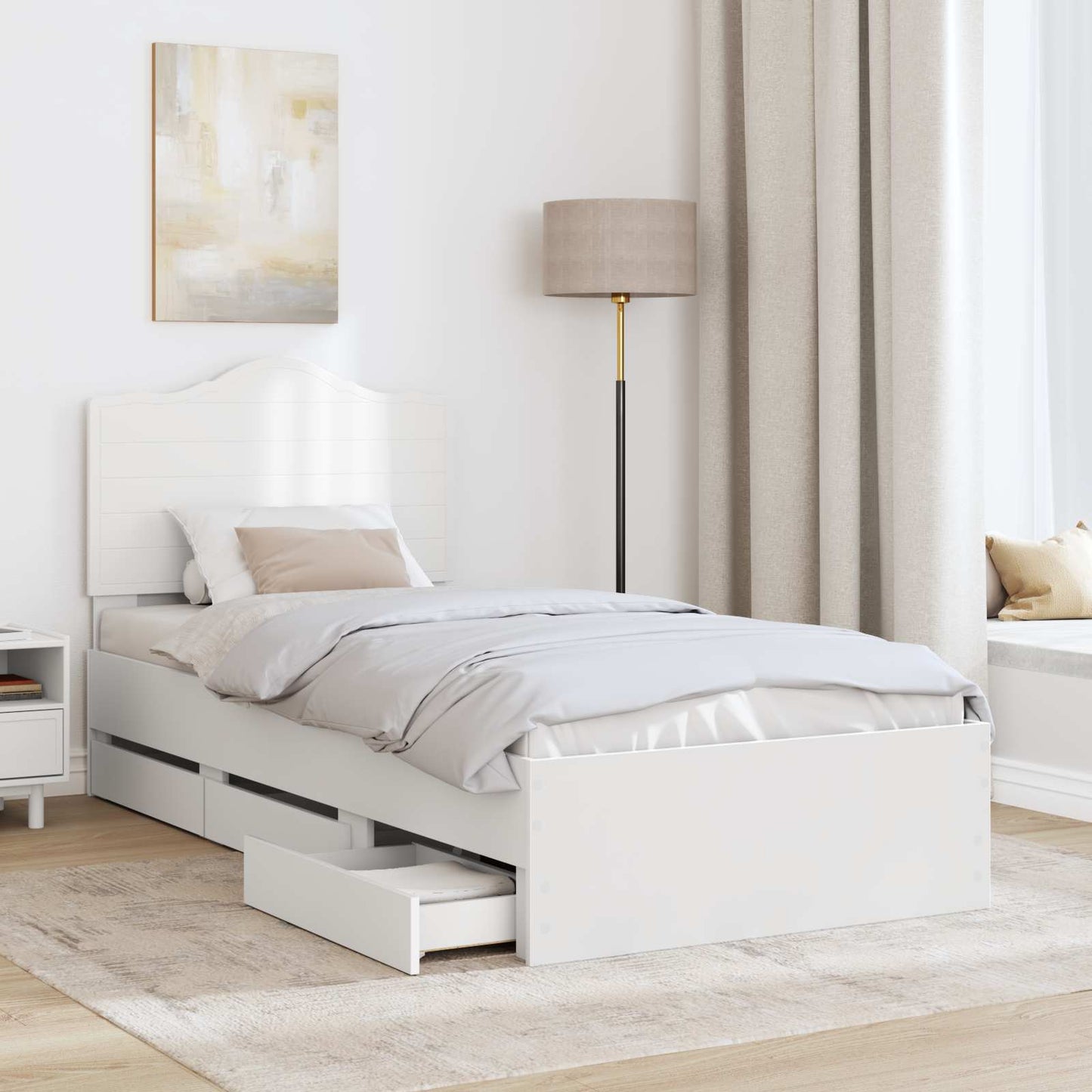 vidaXL Σκελετός Κρεβατιού Λευκό 90 x 200 cm Μηχανήματος Ξύλο