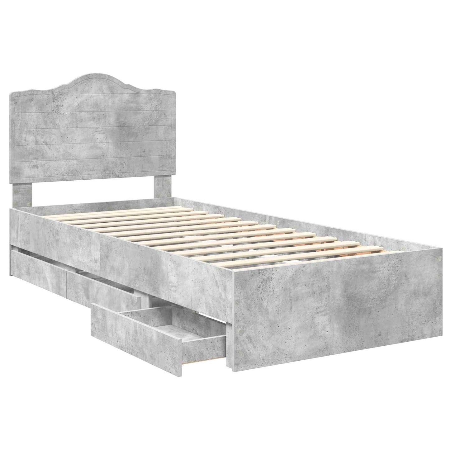 vidaXL Σκελετός Κρεβατιού Σκυρόδεμα Γκρι 90 x 200 cm Μηχανήματος Ξύλο