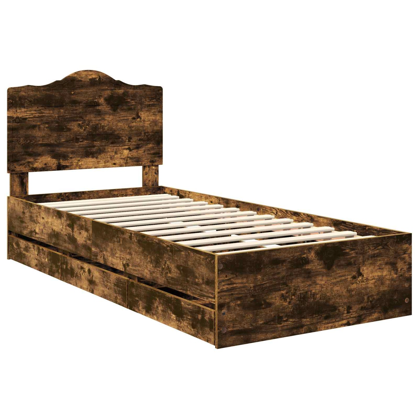 vidaXL Σκελετός Κρεβατιού Καπνιστή Δρυς 90 x 190 cm Μηχανήματος Ξύλο