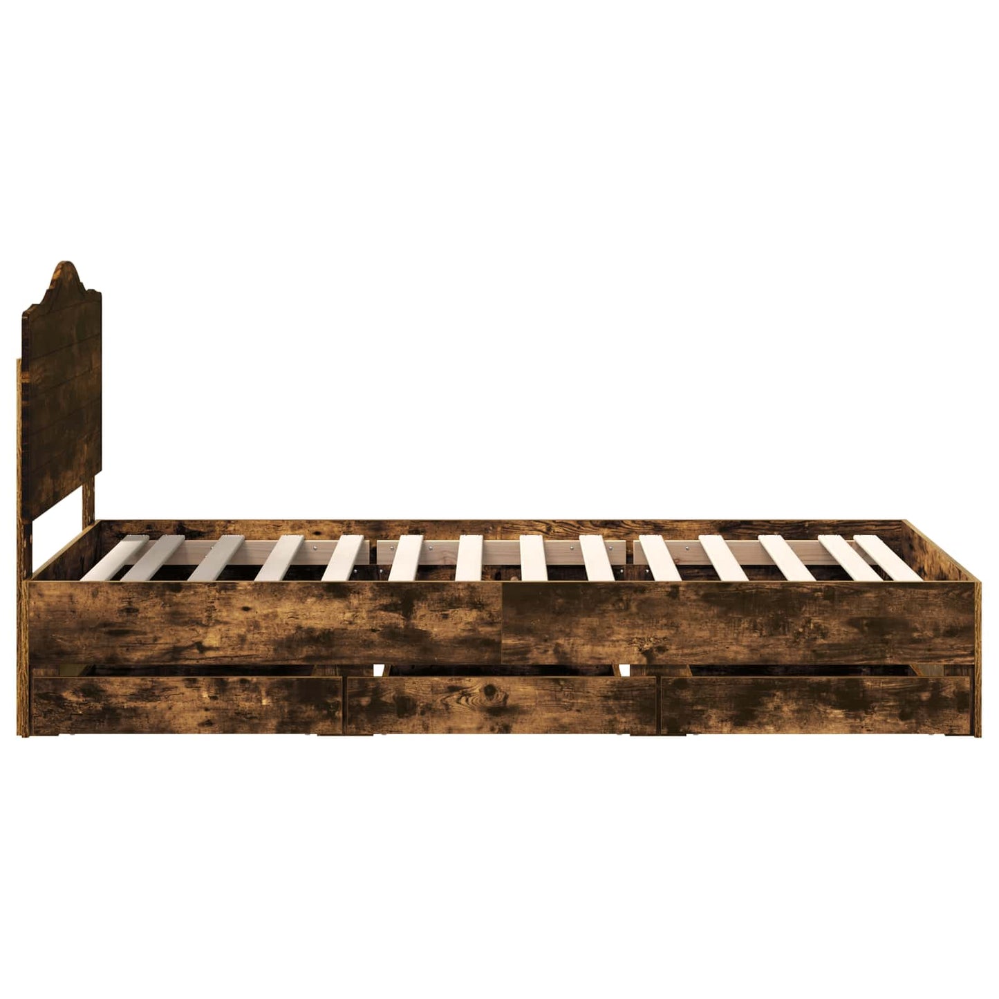 vidaXL Σκελετός Κρεβατιού Καπνιστή Δρυς 90 x 190 cm Μηχανήματος Ξύλο