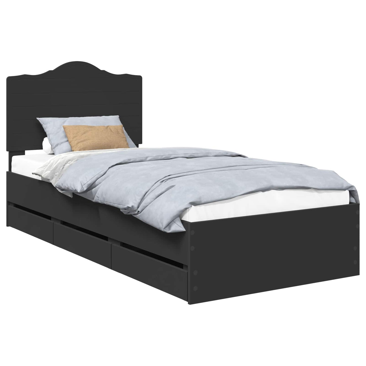 vidaXL Σκελετός Κρεβατιού Μαύρο 75 x 190 cm Μηχανήματος Ξύλο