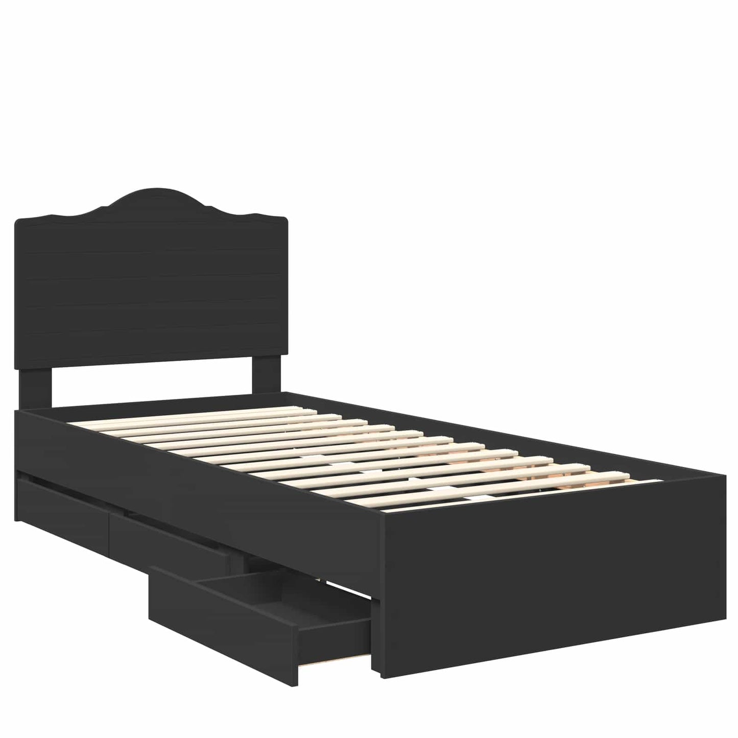 vidaXL Σκελετός Κρεβατιού Μαύρο 75 x 190 cm Μηχανήματος Ξύλο