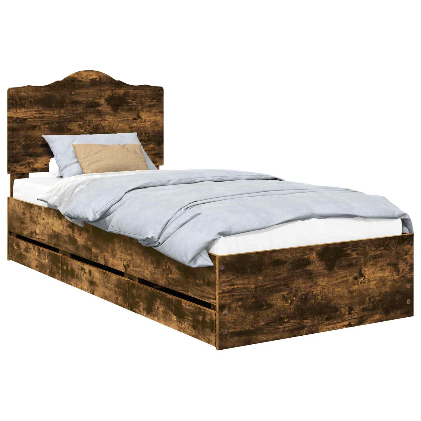 vidaXL Σκελετός Κρεβατιού Καπνιστή Δρυς 75 x 190 cm Μηχανήματος Ξύλο