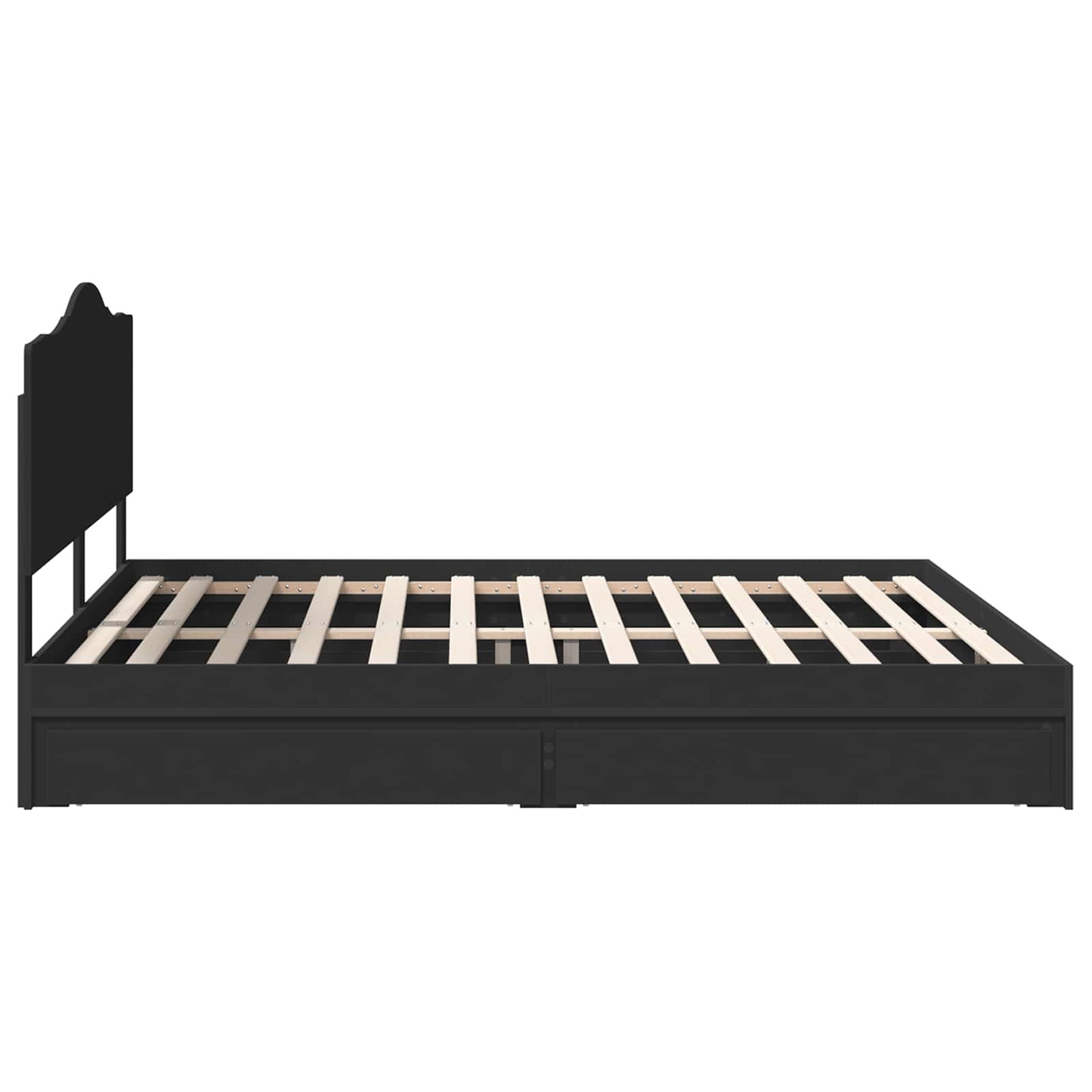 vidaXL Κρεβάτι Αποθήκης Μαύρο 200 x 200 cm Επεξεργασμένο ξύλο