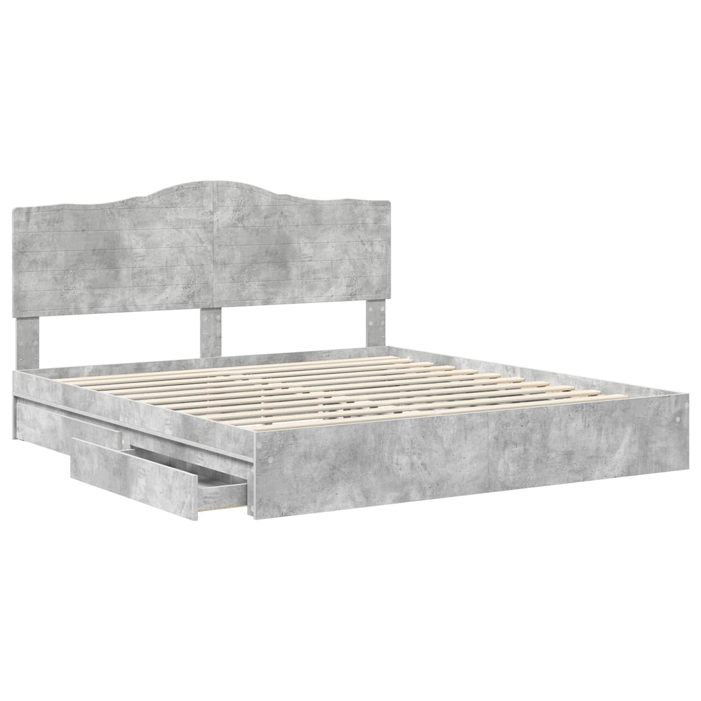 vidaXL Κρεβάτι Αποθήκης Σκυρόδεμα Γκρι 200 x 200 cm Επεξεργασμένο ξύλο