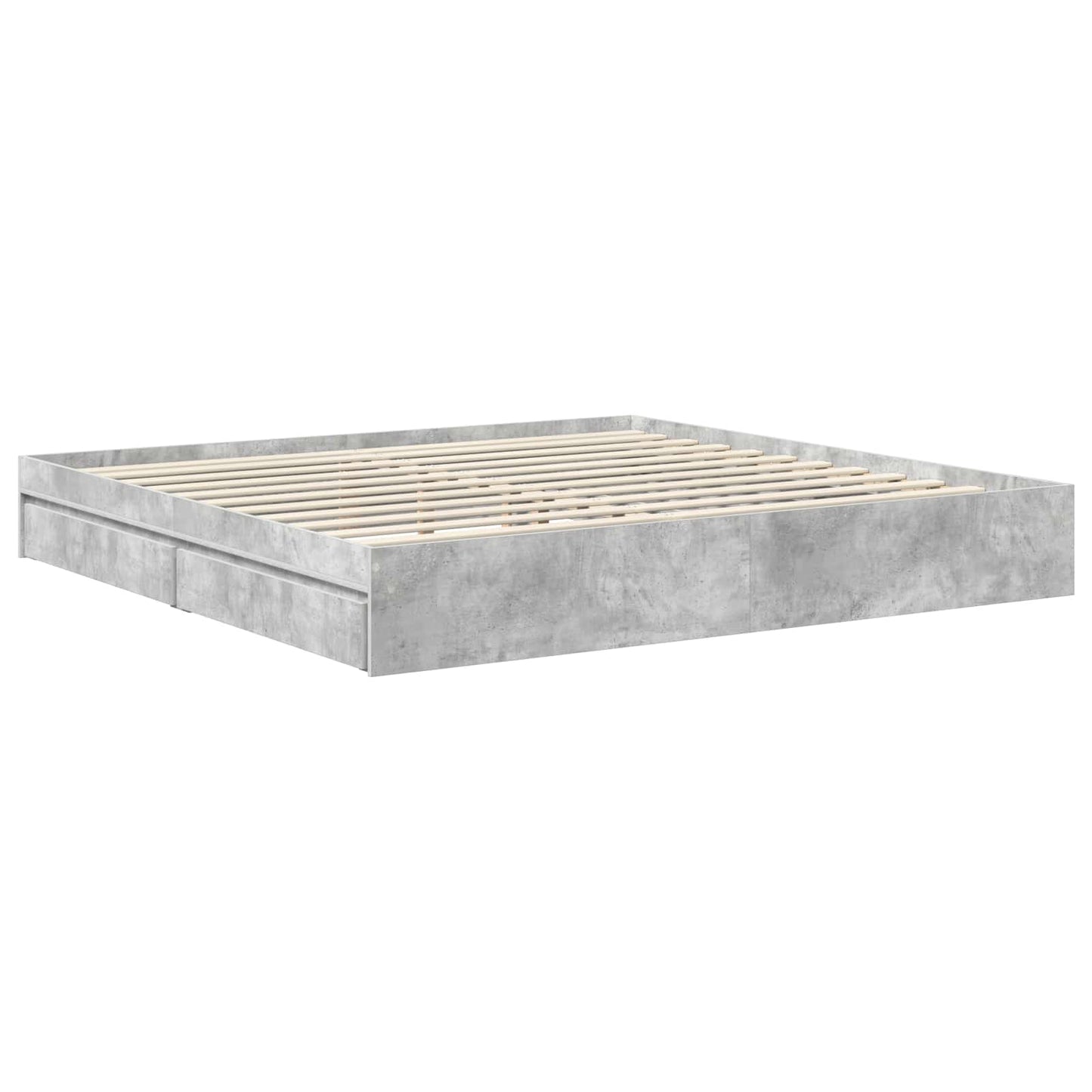 vidaXL Κρεβάτι Αποθήκης Σκυρόδεμα Γκρι 200 x 200 cm Επεξεργασμένο ξύλο