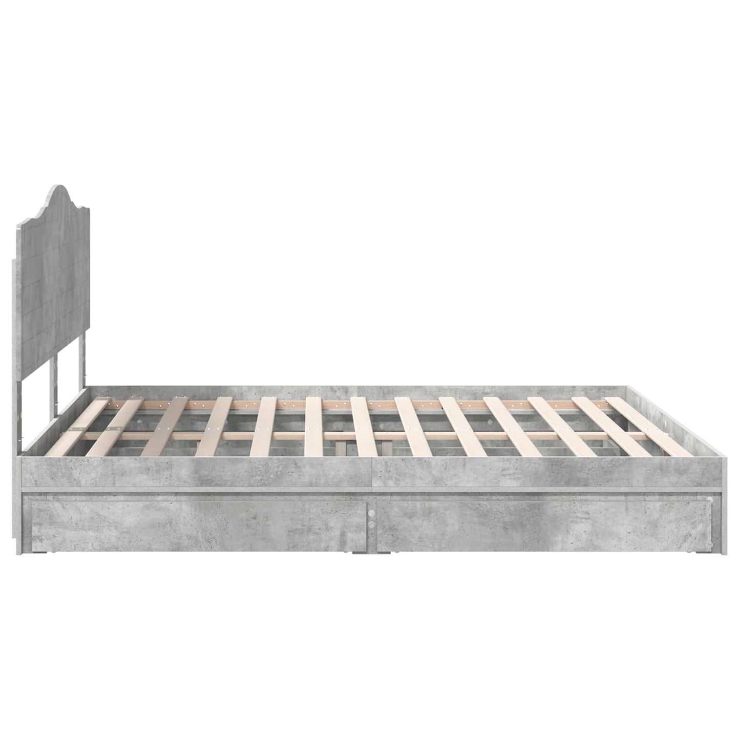 vidaXL Κρεβάτι Αποθήκης Σκυρόδεμα Γκρι 200 x 200 cm Επεξεργασμένο ξύλο