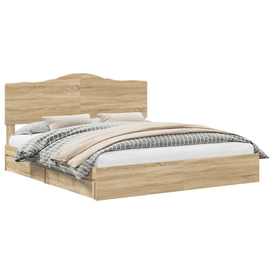 vidaXL Κρεβάτι Αποθήκης Δρύς Sonoma 180 x 200 cm Επεξεργασμένο ξύλο