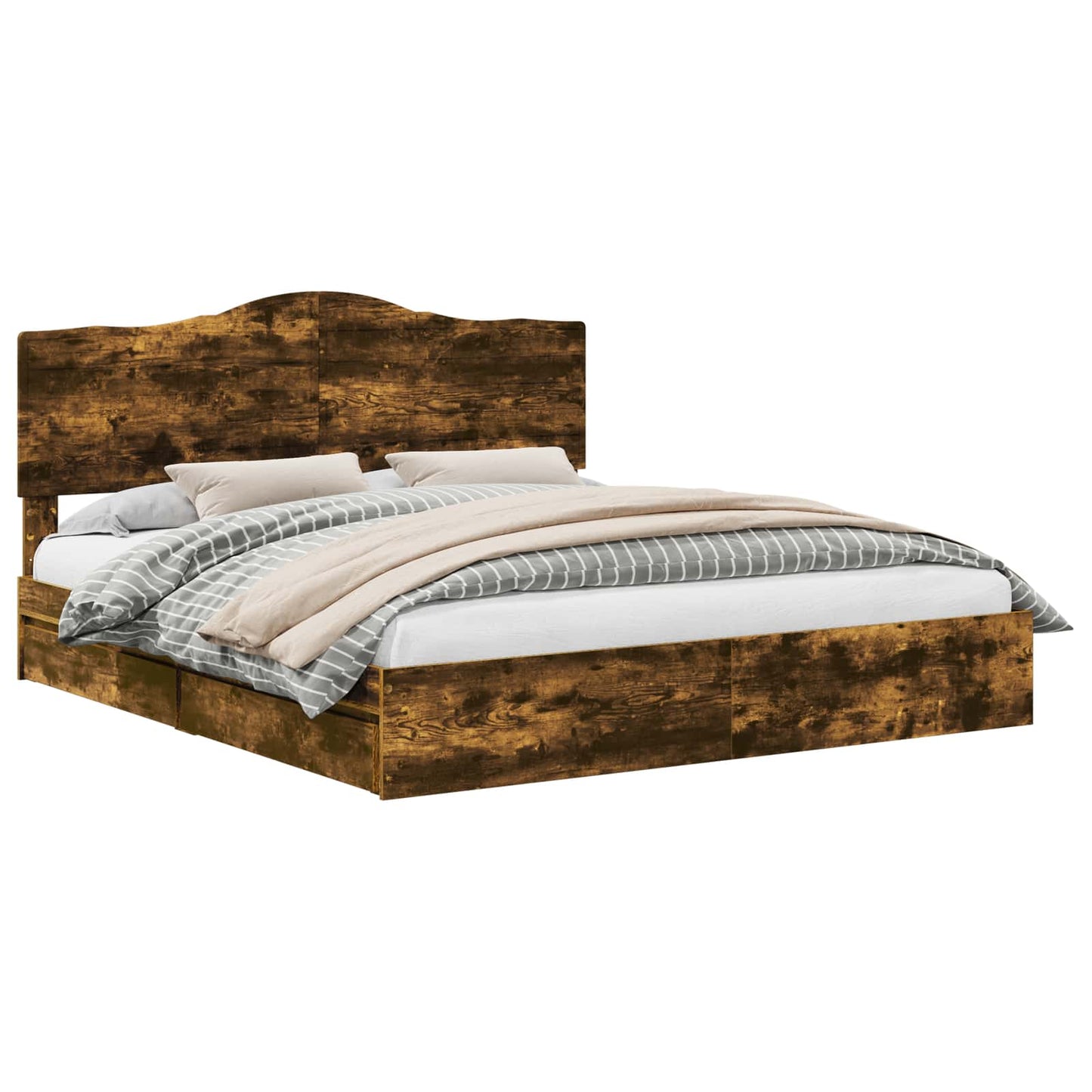 vidaXL Κρεβάτι Αποθήκης Καπνιστό Δρύς 180 x 200 cm Επεξεργασμένο ξύλο