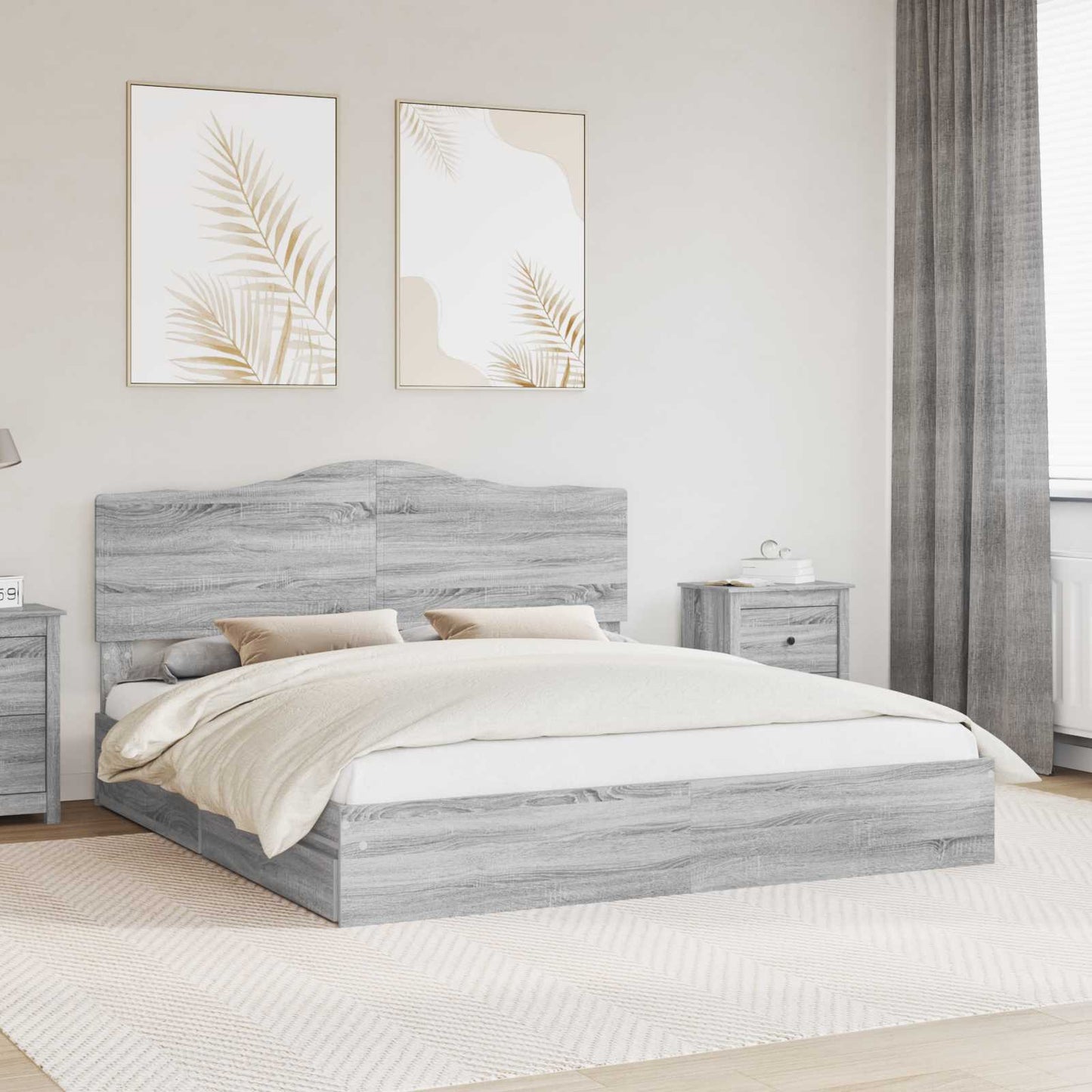 vidaXL Κρεβάτι Αποθήκης Γκρίζο Σονομα 180 x 200 cm Επεξεργασμένο ξύλο