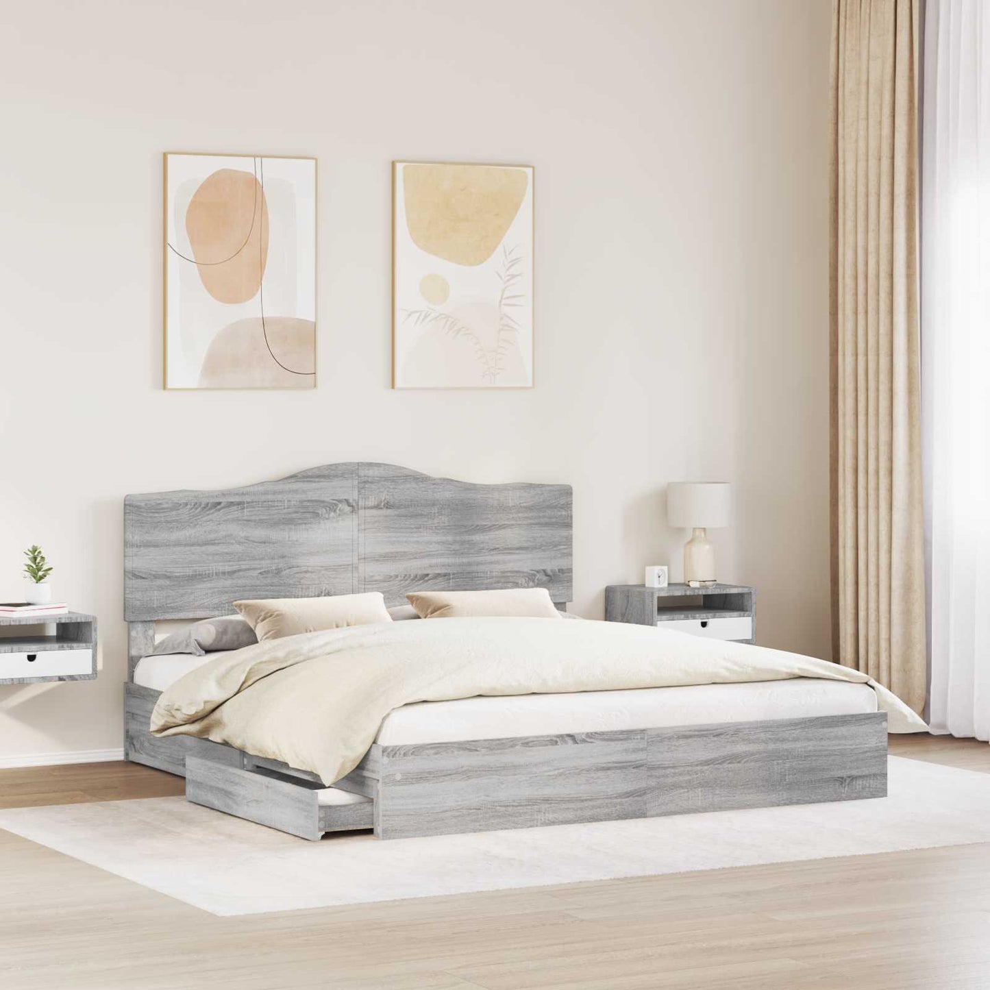 vidaXL Κρεβάτι Αποθήκης Γκρίζο Σονομα 180 x 200 cm Επεξεργασμένο ξύλο