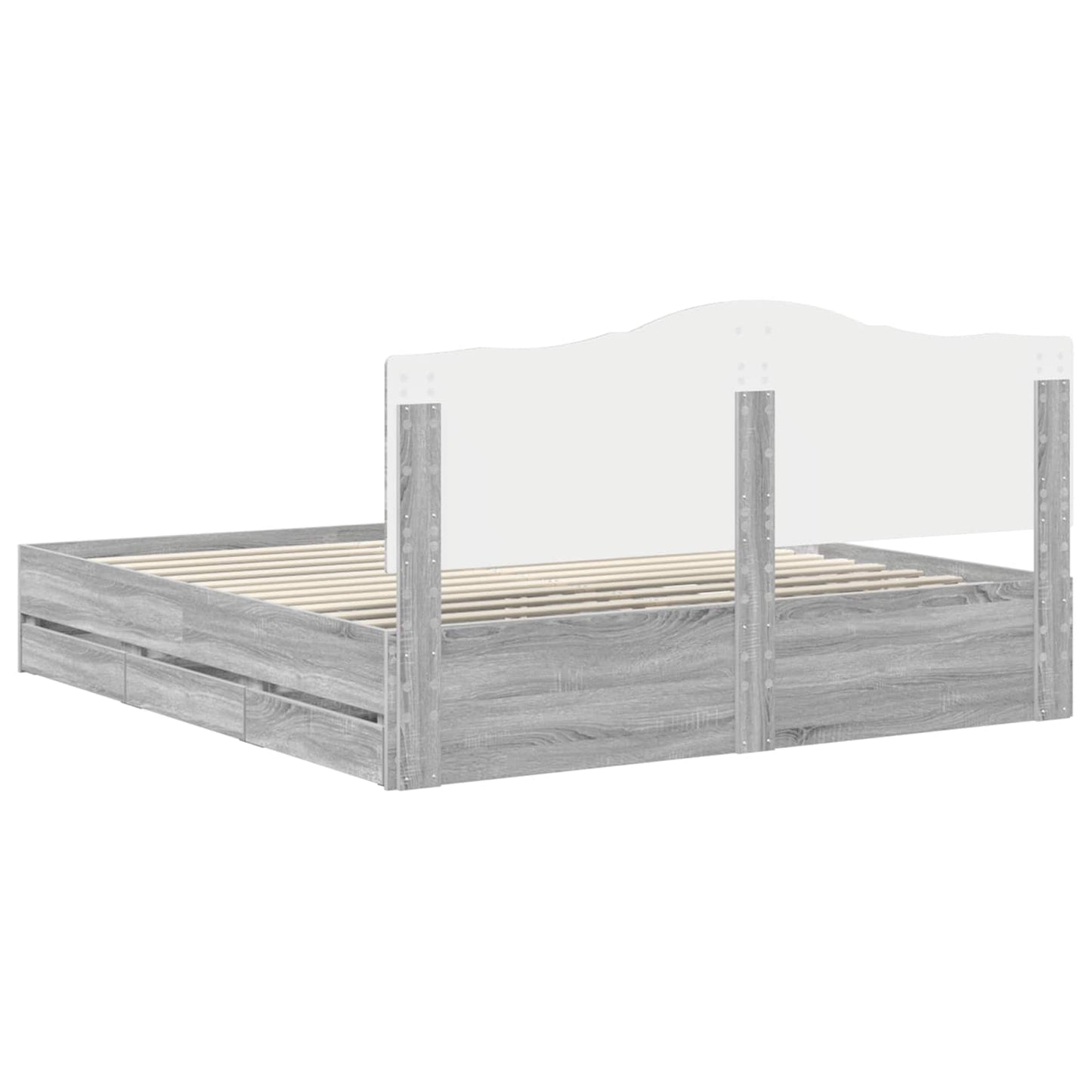 vidaXL Κρεβάτι Αποθήκης Γκρίζο Σονομα 180 x 200 cm Επεξεργασμένο ξύλο