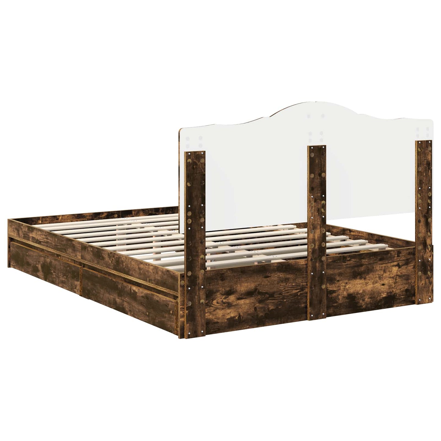 vidaXL Κρεβάτι Αποθήκης Καπνιστό Δρύς 160 x 200 cm Επεξεργασμένο ξύλο