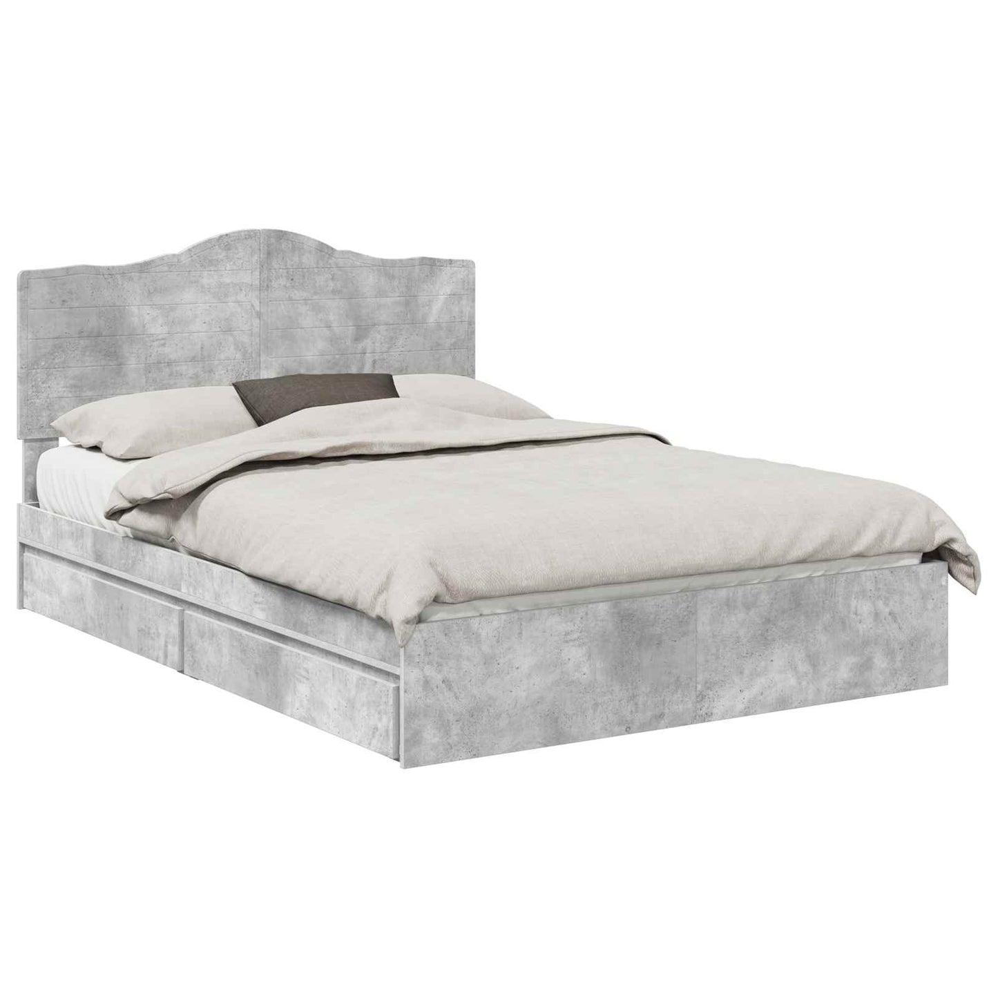 vidaXL Κρεβάτι Αποθήκης Σκυρόδεμα Γκρι 150 x 200 cm Επεξεργασμένο ξύλο