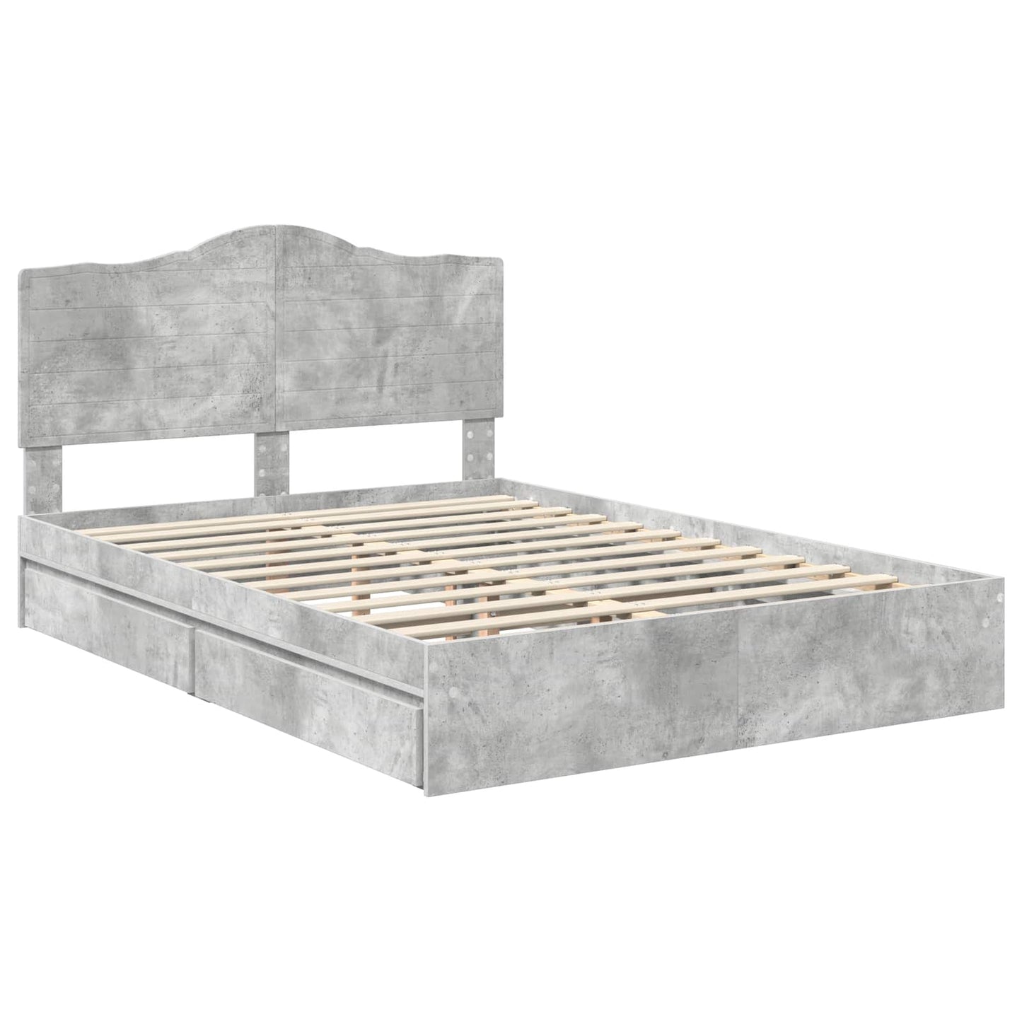 vidaXL Κρεβάτι Αποθήκης Σκυρόδεμα Γκρι 150 x 200 cm Επεξεργασμένο ξύλο