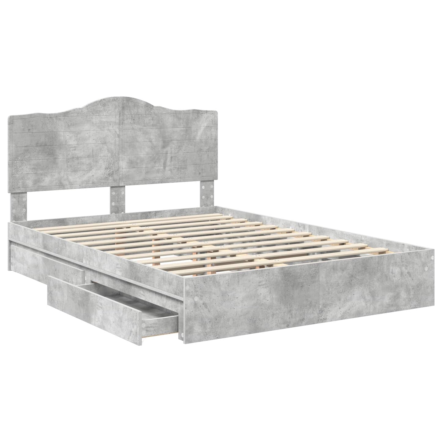 vidaXL Κρεβάτι Αποθήκης Σκυρόδεμα Γκρι 150 x 200 cm Επεξεργασμένο ξύλο