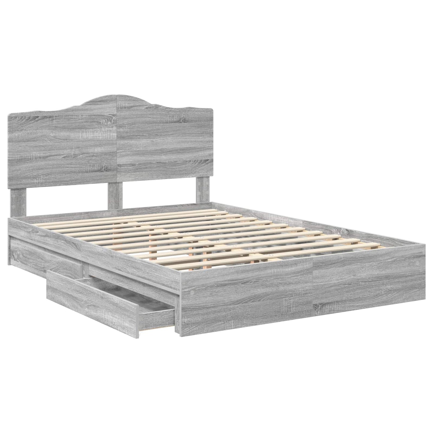 vidaXL Κρεβάτι Αποθήκης Γκρίζο Σονομα 150 x 200 cm Επεξεργασμένο ξύλο