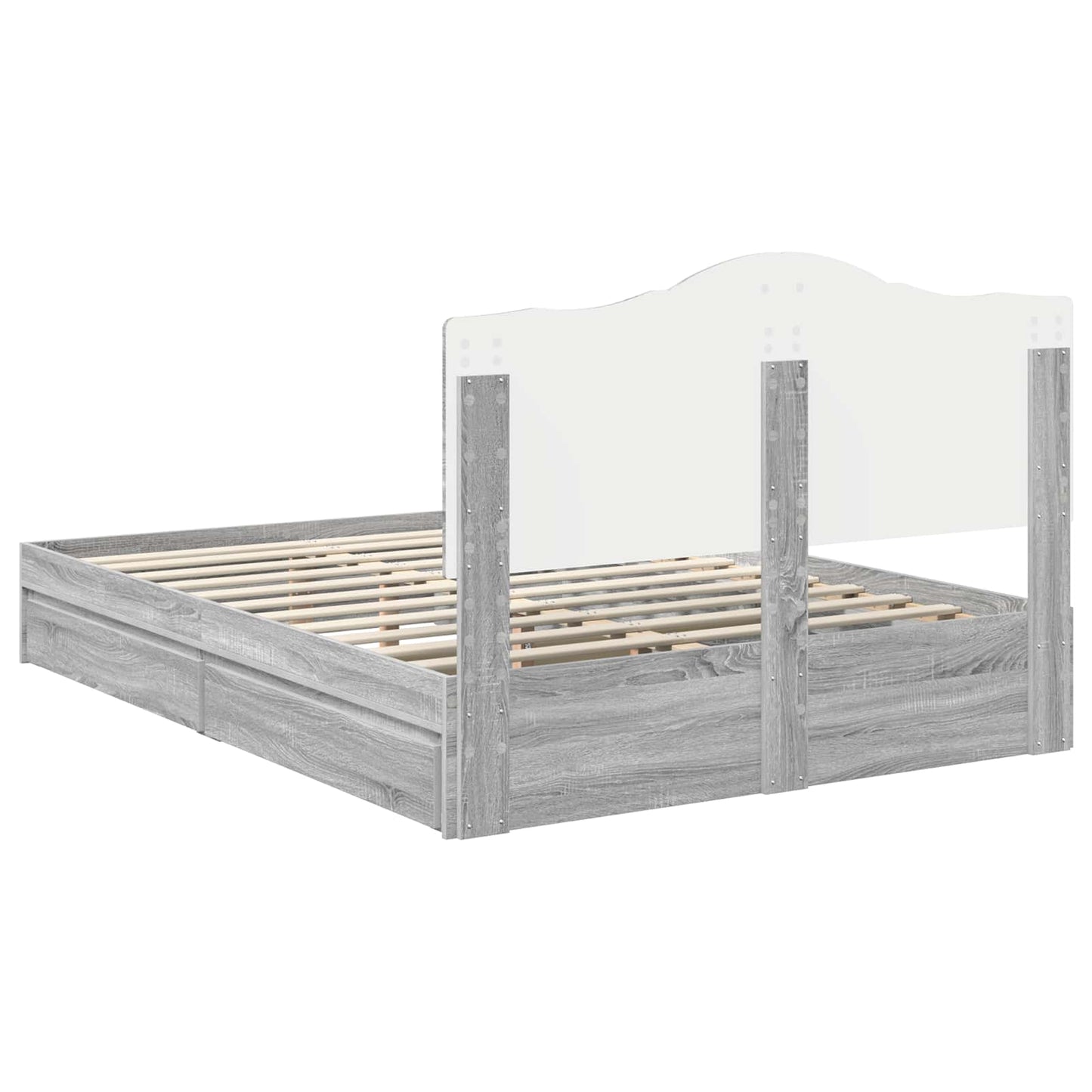 vidaXL Κρεβάτι Αποθήκης Γκρίζο Σονομα 150 x 200 cm Επεξεργασμένο ξύλο