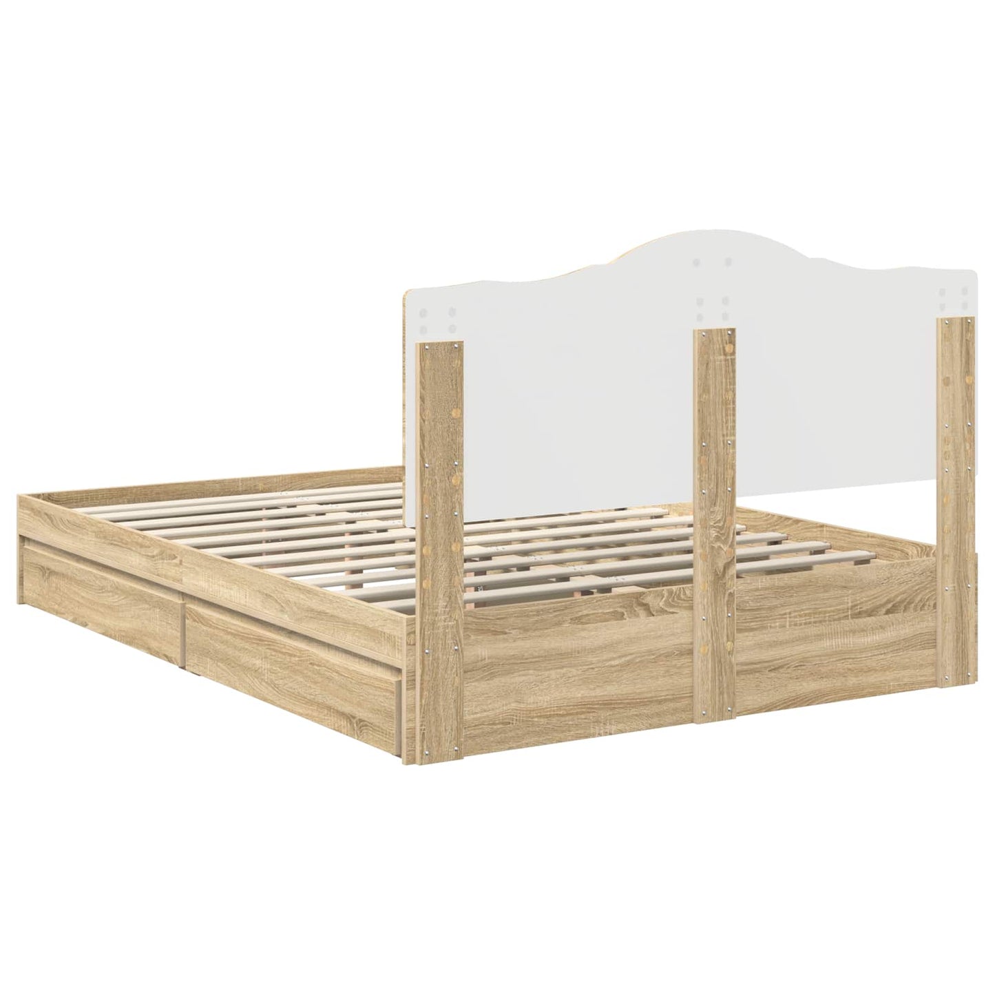 vidaXL Κρεβάτι Αποθήκης Δρύς Sonoma 140 x 200 cm Επεξεργασμένο ξύλο
